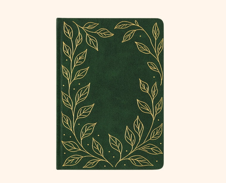 Vintage Floral Notebook A5 — Soft Faux Leather with Gold Foil Details